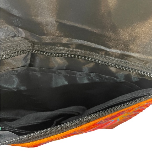 Orange Floral Embroidered Clutch Purse, New, Mexican Style - Picture 5 of 8